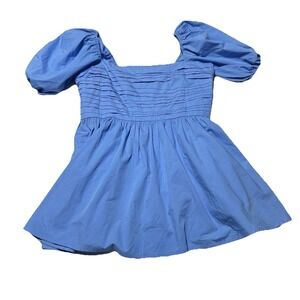 ABERCROMBIE & FITCH Emerson Poplin XL Petit XLP Puff‎ Sleeve Mini Dress Sky Blue